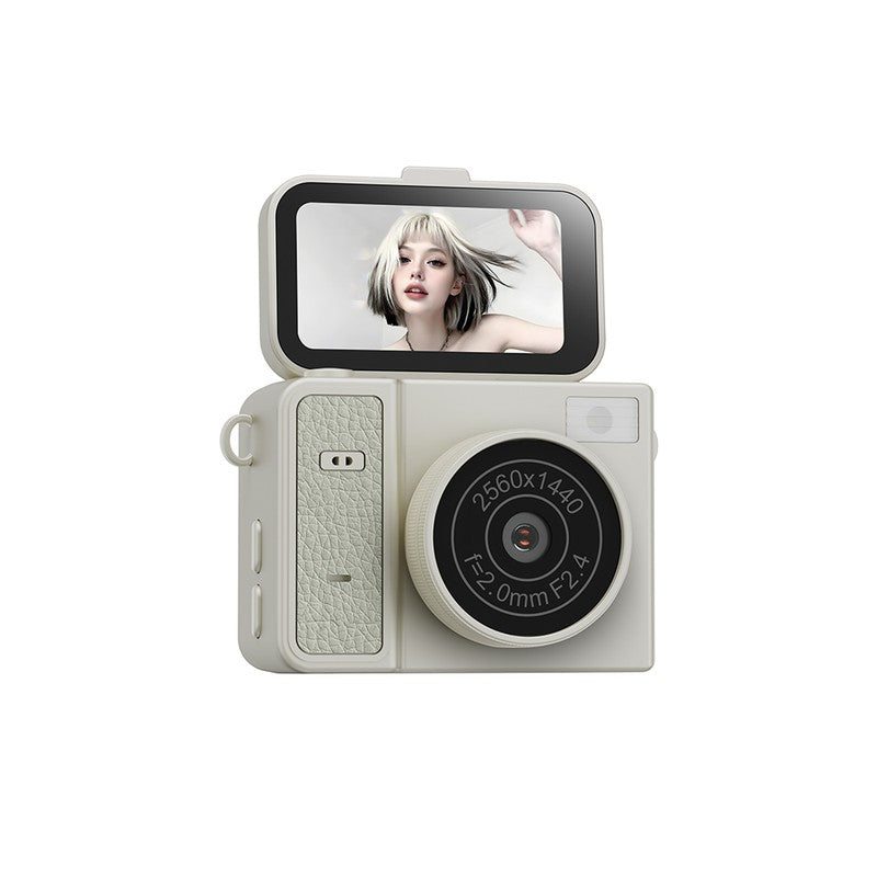 2K Flip Screen Camera with Flash 1H Recording Leather Lanyard S162