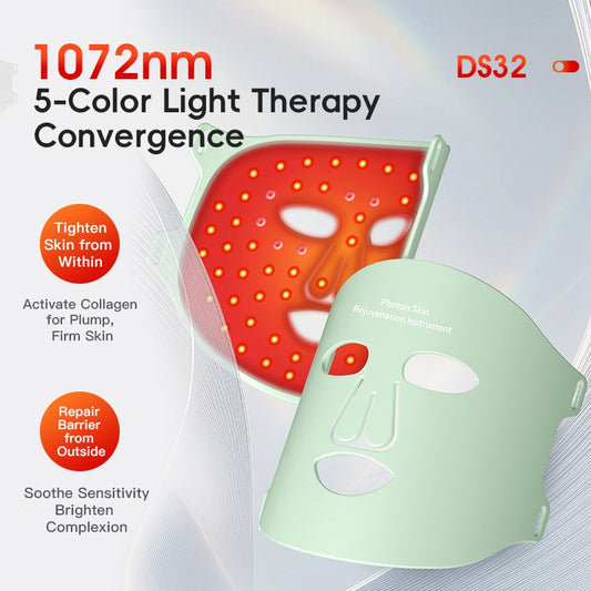 5-Color Light Therapy Mask 1072nm 1400mAh IPX7 Food Grade Silicone DS32