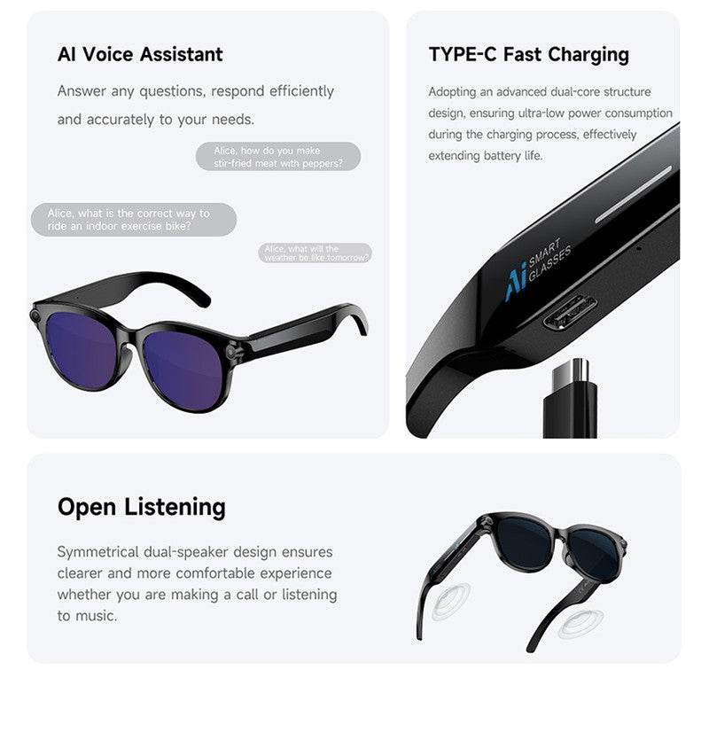 AI Smart Glasses with HD Shooting, Recording & Live Translation M89S