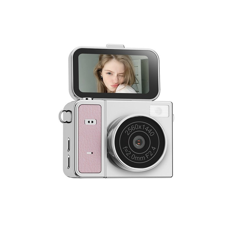 2K Flip Screen Camera with Flash 1H Recording Leather Lanyard S162